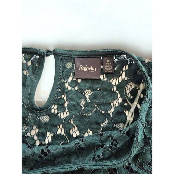 Rafaella Womens Top Size M Open Lace Tank Liner Green Christmas Holiday Boho - Picture 6 of 8